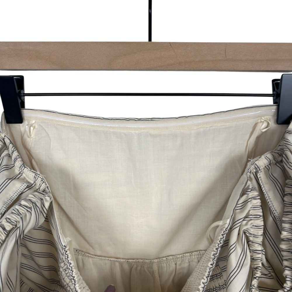 ABERCROMBIE & FITCH Emerson Off Shoulder Skort Dress Cream Navy Pinstripe M - Picture 12 of 15